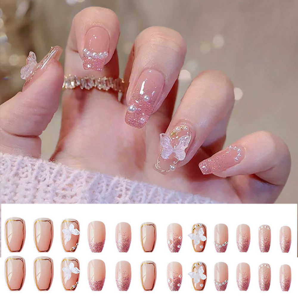 Translucent 3D White Bow & Pearl With Pink Glitter Color