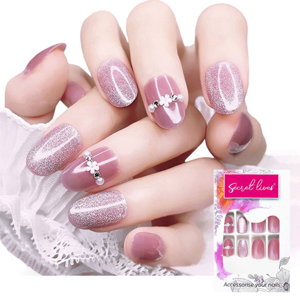 Designer Cats Eye Pink Color With 3D Pearl & Flower