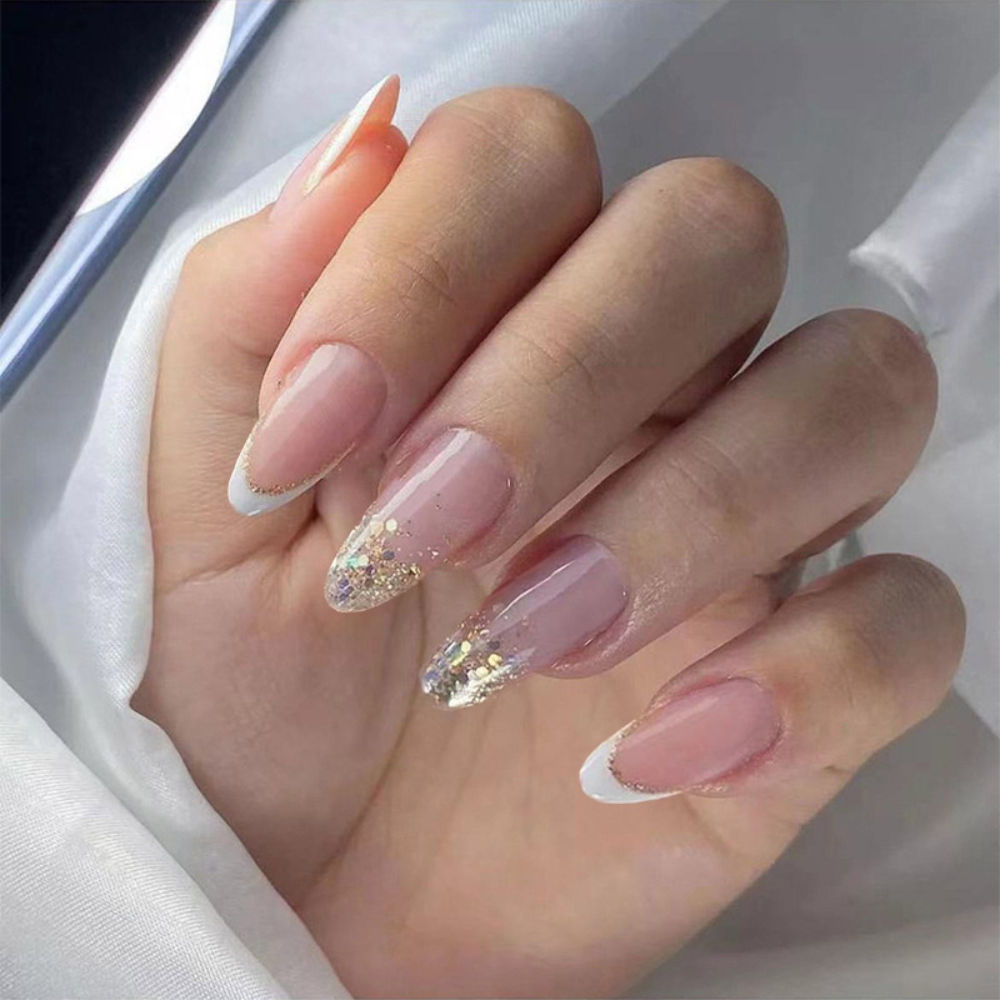 Light Nude Pink Color With Golden Glitter