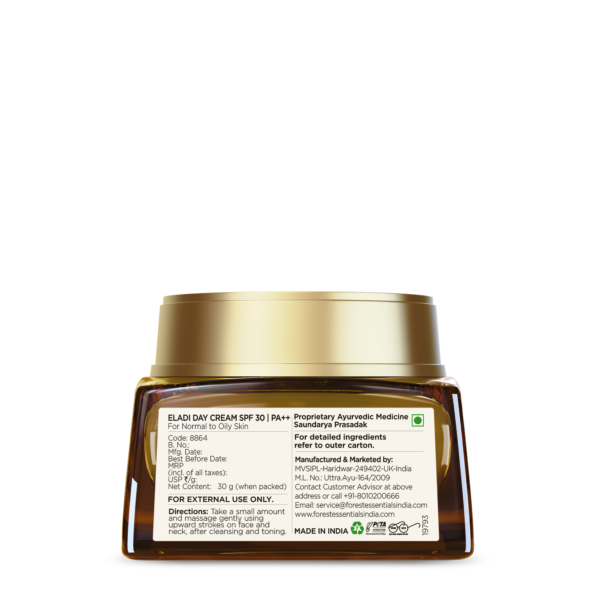 Eladi Day Cream With SPF 30 PA++ Ayurvedic For Acne Prone Skin With Niacinamide