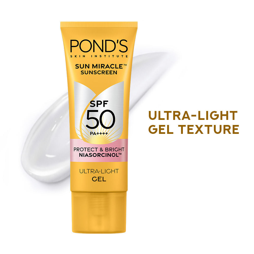 POND’S Sun Miracle SPF 50 PA+++ Crème Gel Sunscreen - Protect & Bright, With Niacinamide - 100 g