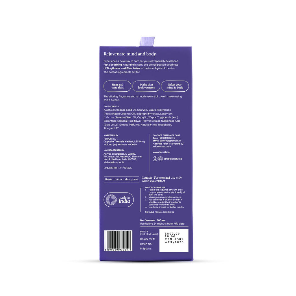 Body Massage Body Oil with Tingflower & Blue Lotus