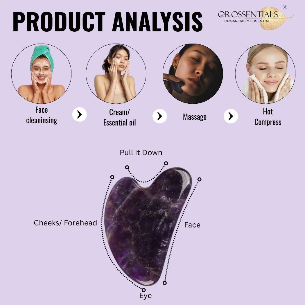 Amethyst Gua Sha Stone Face Massager For Face, Neck Glow & Skin Brightening