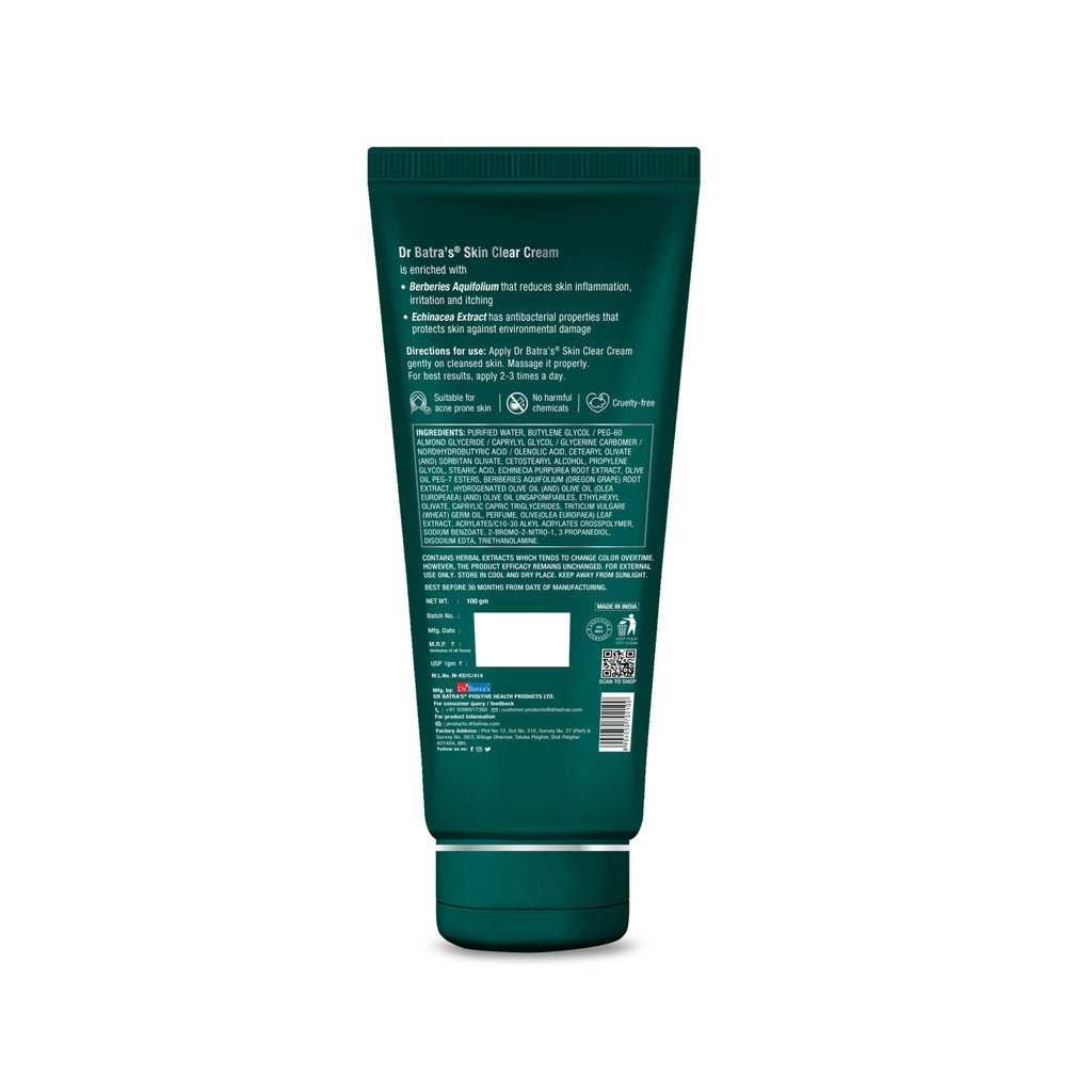 Dr Batras Skin Clear Cream- Enriched With Aquifolium Extract Olive Oil & Echinacea Purpurea