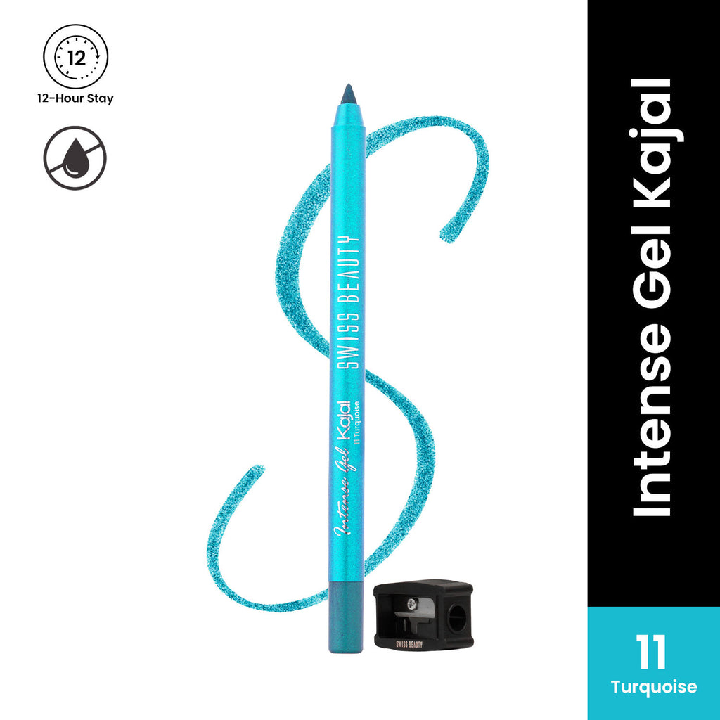 Intense Gel Kajal 12-Hour Stay Smudge-Proof with Sharpener - 8904325004441_11turquoise
