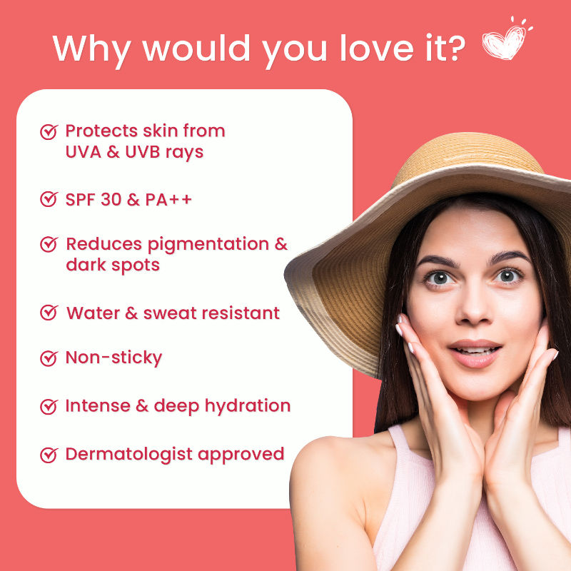 Beetroot Glowing Skin Face Sunscreen SPF 30 PA++ For Sun Tan Dark Spots Pigmentation