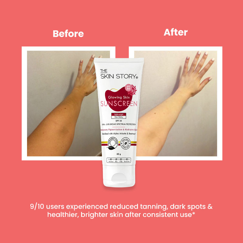 Beetroot Glowing Skin Face Sunscreen SPF 30 PA++ For Sun Tan Dark Spots Pigmentation