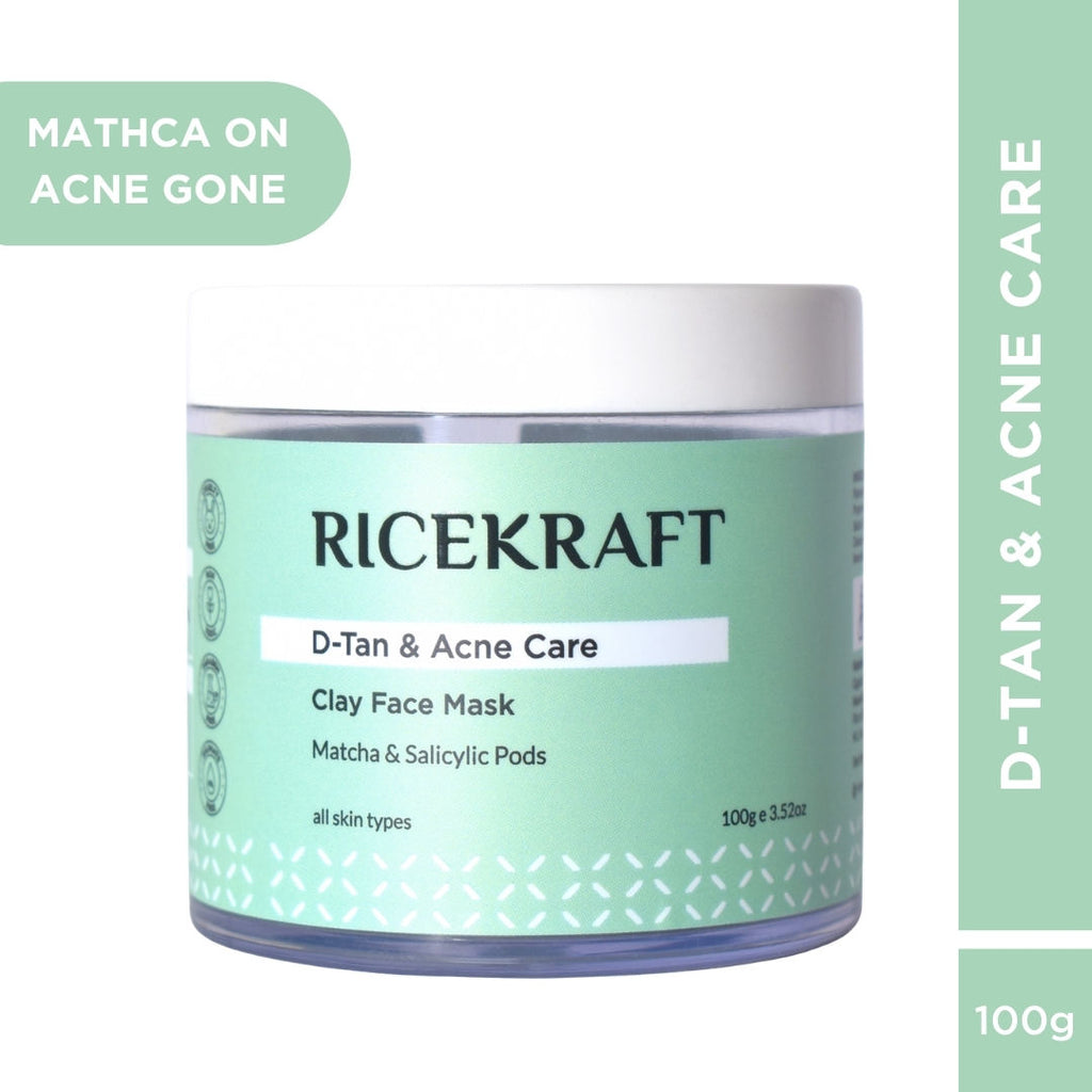 D-Tan & Acne Care Matcha Clay Face Mask With Rice & Salicylic Acid Pods