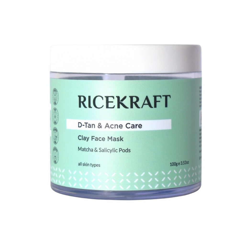 D-Tan & Acne Care Matcha Clay Face Mask With Rice & Salicylic Acid Pods