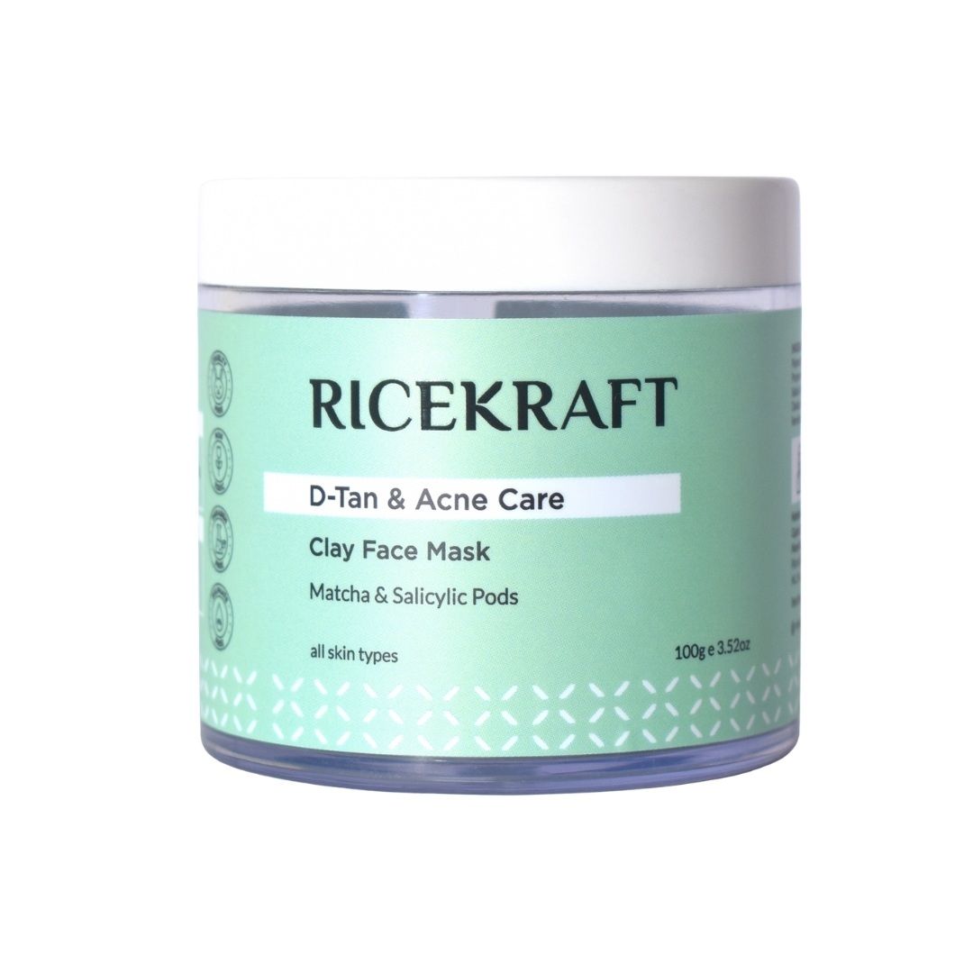 D-Tan & Acne Care Matcha Clay Face Mask With Rice & Salicylic Acid Pods