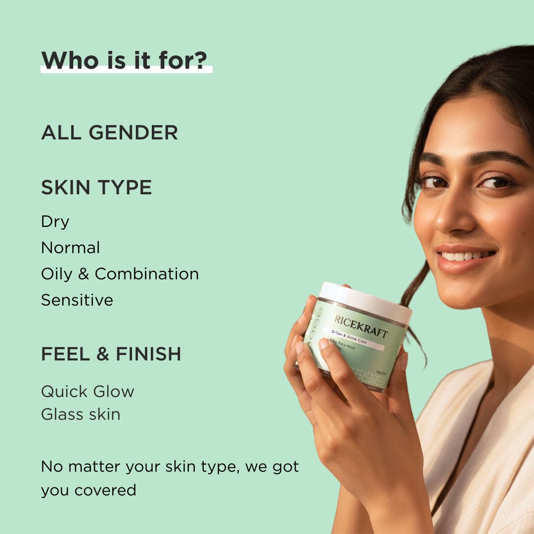 D-Tan & Acne Care Matcha Clay Face Mask With Rice & Salicylic Acid Pods