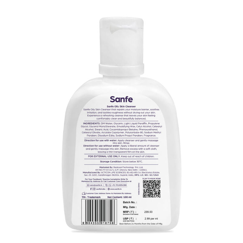 Oily Skin Cleanser | For skin repair, dryness, tighter skin - For Oily, Acne Prone Skin, 100ml