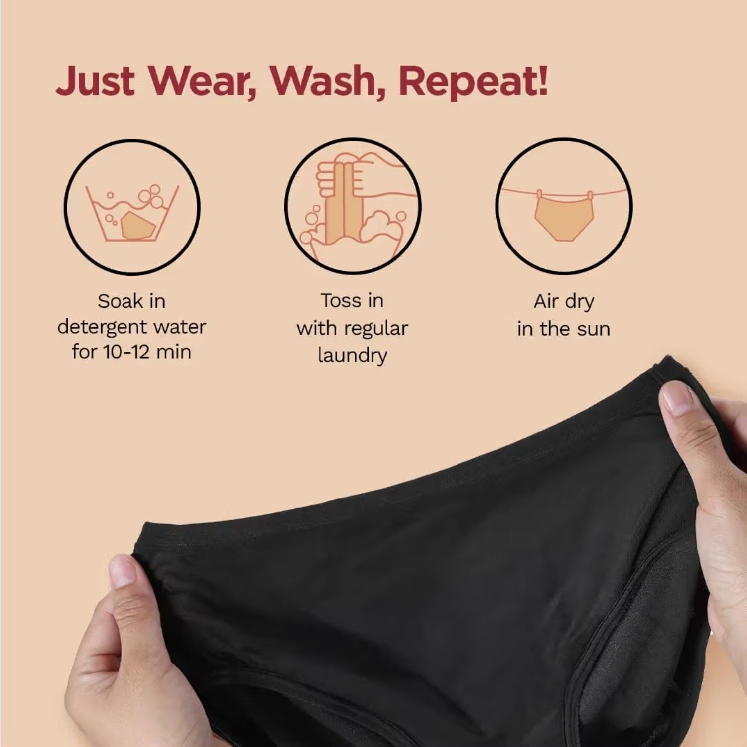 Cotton Reusable Period Panty - Rash Free Comfort Menstrual Underwear - Up To 60 Wash