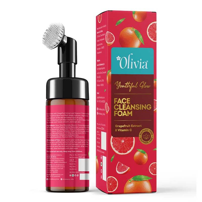 Youthful Glow Face Cleansing Foam –With Grapefruit Extract & Vitamin C for Bright, Even Skin