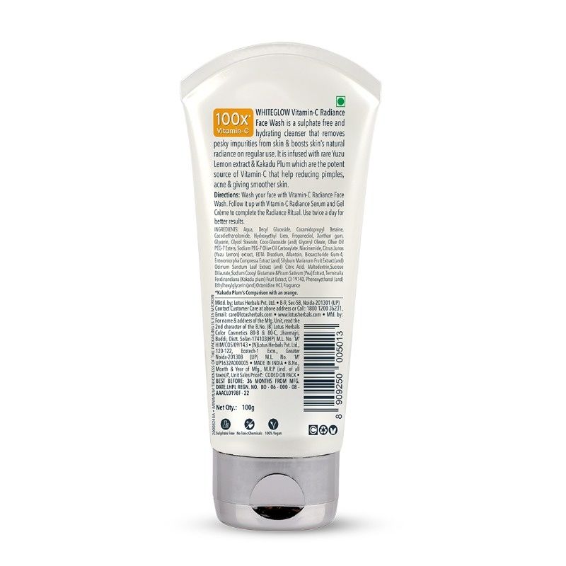 Whiteglow Vitamin C Radiance Face Wash Reduce Dark Spots & Dull Skin, All Skin Types