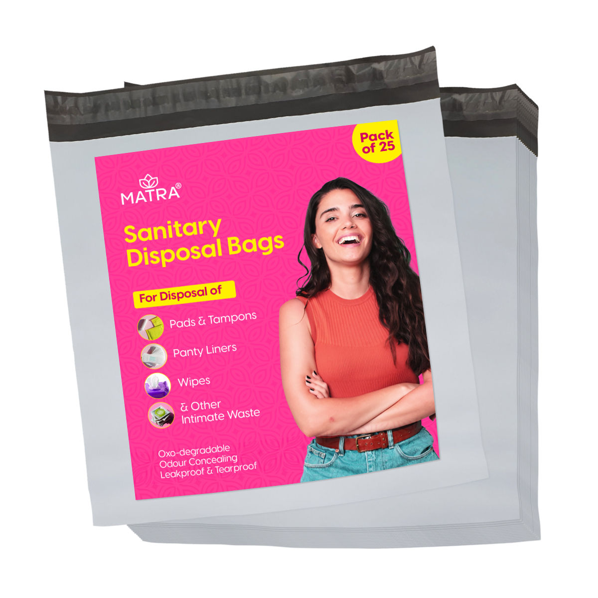 Sanitary Disposal Bags - Discreet Disposable Oxo-Degradable Multiuse Pads & Intimate Seal Bags