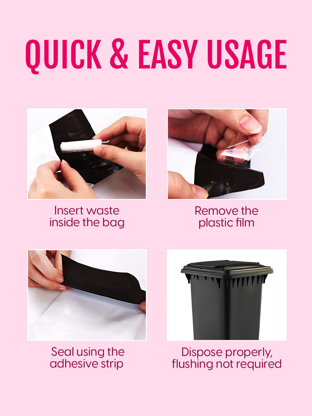 Sanitary Disposal Bags - Discreet Disposable Oxo-Degradable Multiuse Pads & Intimate Seal Bags