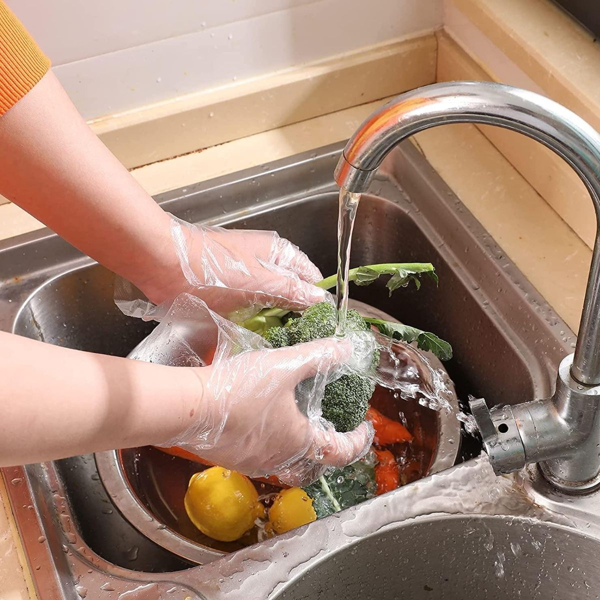 Disposable Hand Gloves for Hair Dye Coloring Transparent Clear Plastic Multipurpose Free Size