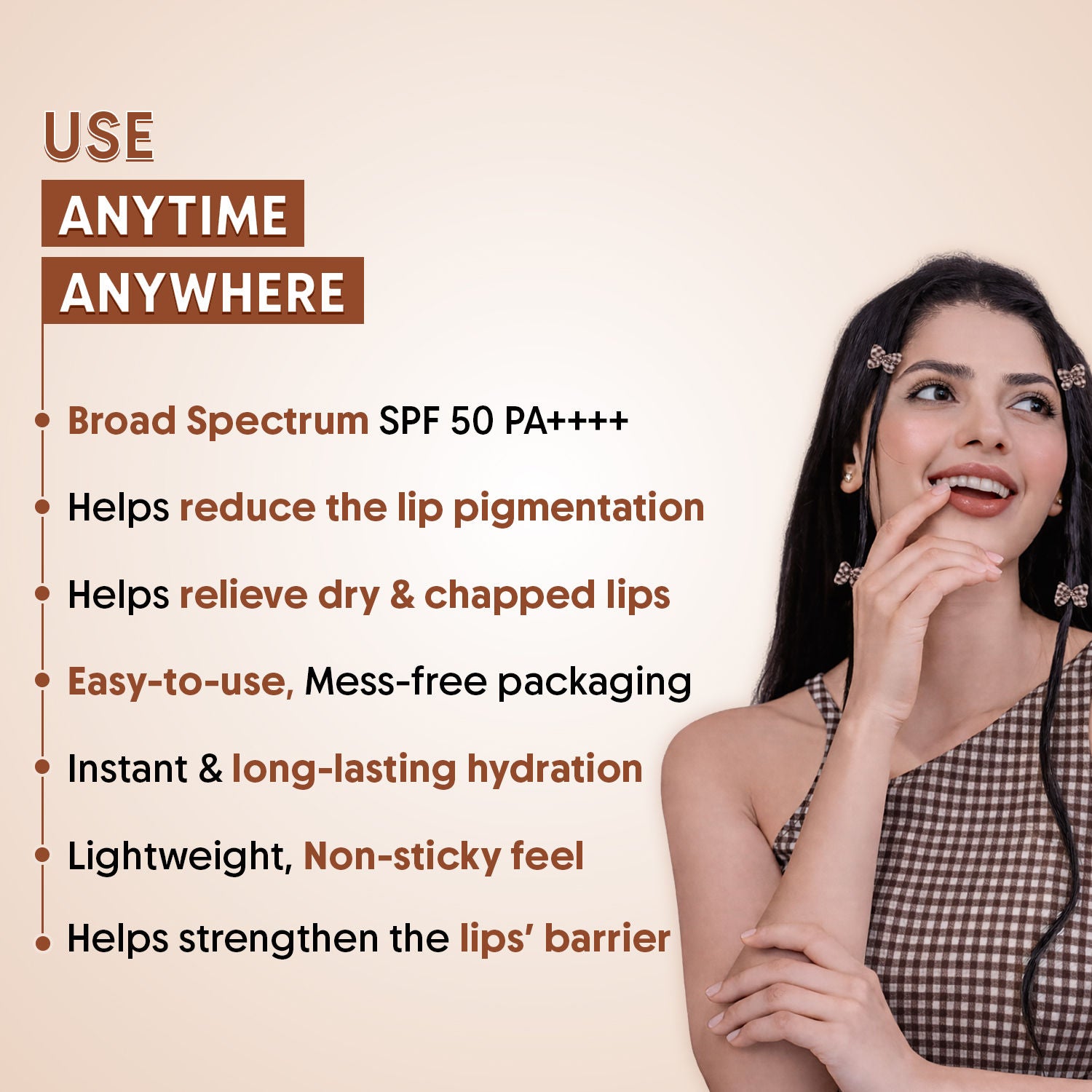 Nude Cocoa Lip Balm SPF 50 PA++++, Dark & Pigmented Lips, Kojic Acid & Ceramide