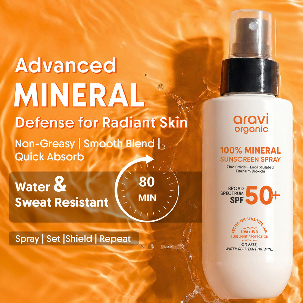 100% Mineral Sunscreen Spray SPF50 PA++++, Body & Face, Sunscreen For Oily & Dry Skin