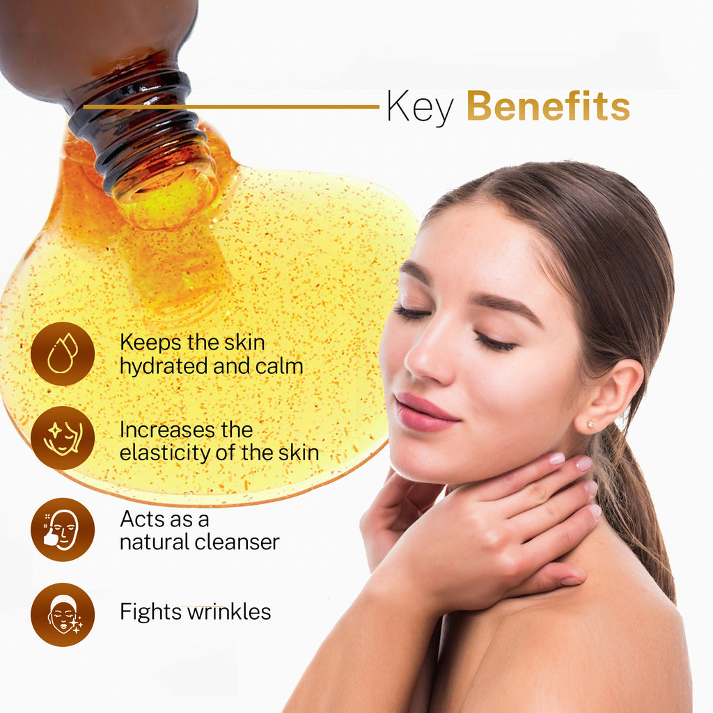 24K Gold Glass Face Oil for Skin Brightening Anti-Aging with Pure Essential Oils
