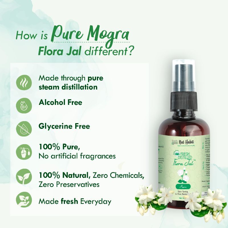 100% Pure Mogra Jal, Jasmine Water, Toner & Face Mist for Oil Control, Acne & Hydration