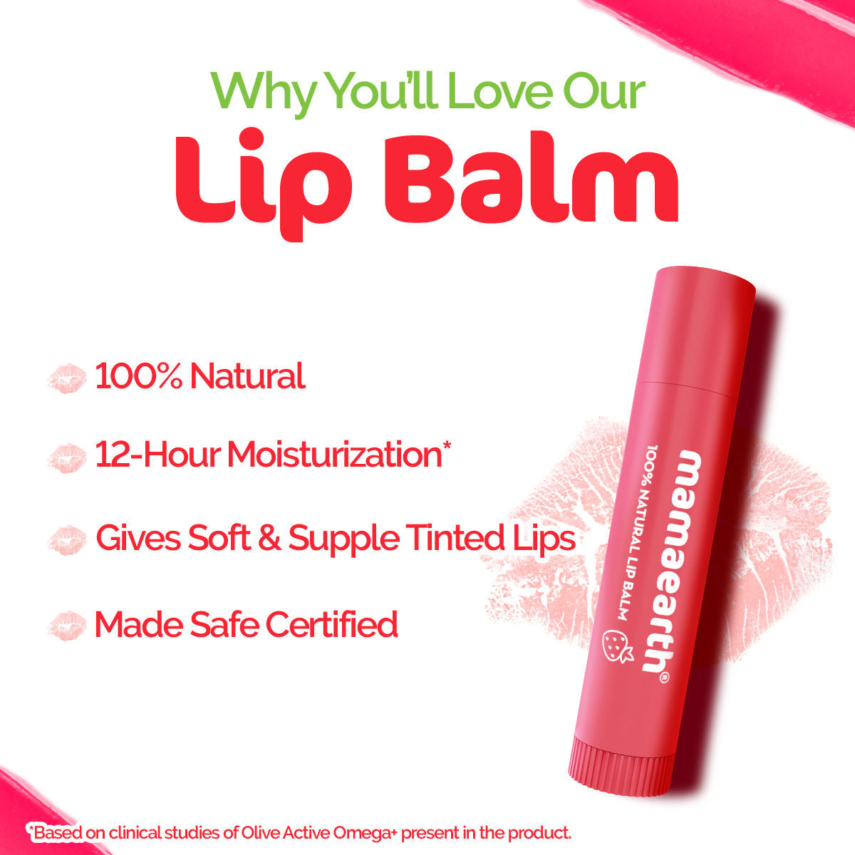 Nourishing Tinted Lip Balm with Vitamin E and Strawberry for 12 Hour Moisturization