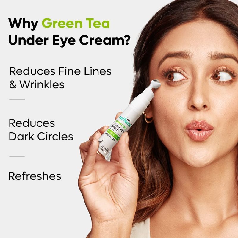 Vitamin C Green Tea Under Eye Cream with 3% Caffeine to Reduce Fine Lines & Dark Circles