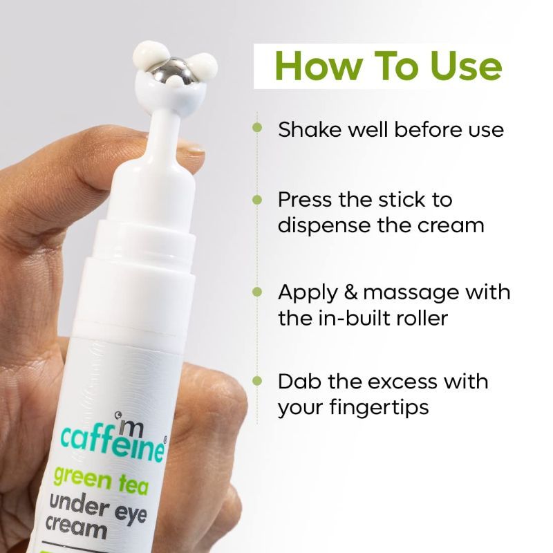 Vitamin C Green Tea Under Eye Cream with 3% Caffeine to Reduce Fine Lines & Dark Circles