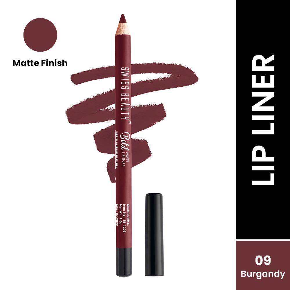 Bold Matt Lip Liner Pencil, Long-lasting , Matte Finish , Non-Drying - 9 Burgandy