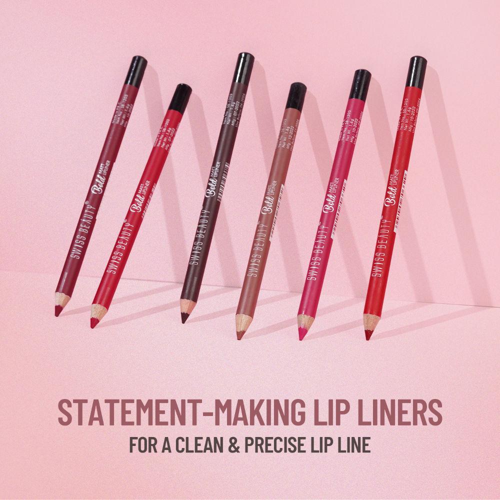 Bold Matt Lip Liner Pencil, Long-lasting , Matte Finish , Non-Drying