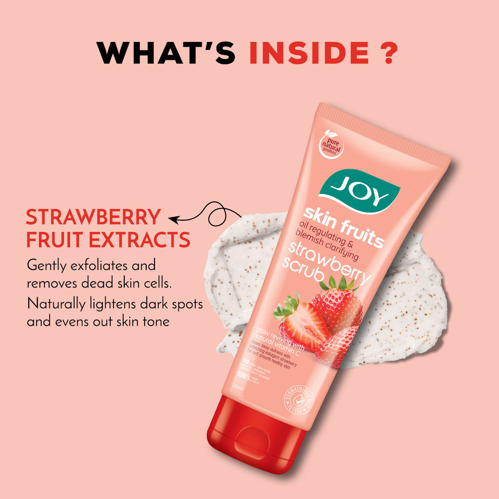 Oil Control Strawberry Face & Body Scrub with Vitamin C for Oily Skin - Blackhead Removal