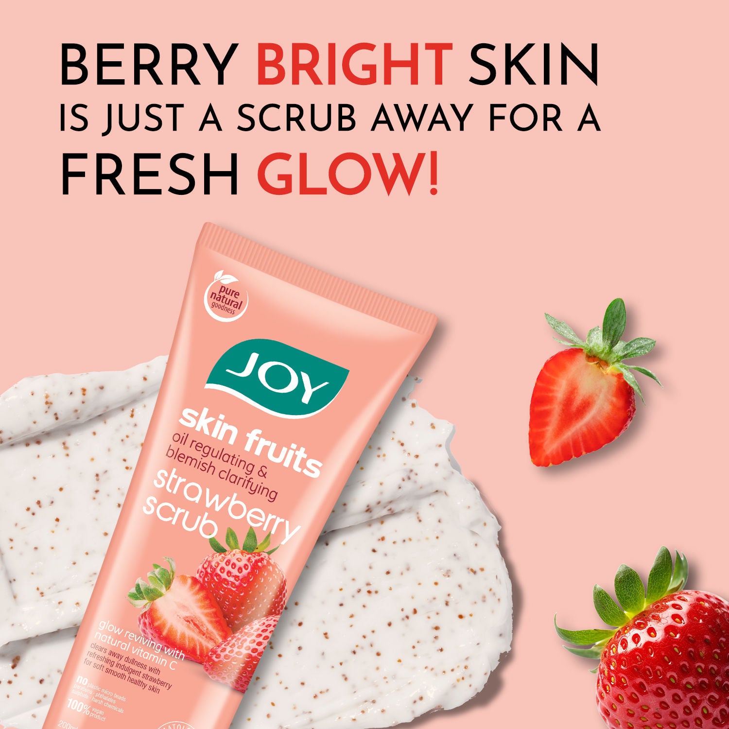 Oil Control Strawberry Face & Body Scrub with Vitamin C for Oily Skin - Blackhead Removal