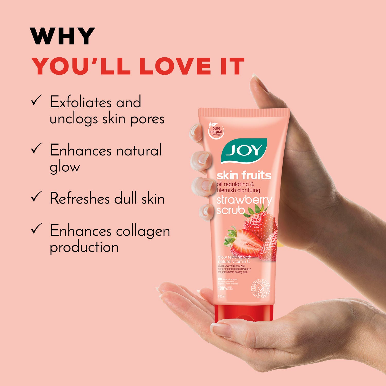 Oil Control Strawberry Face & Body Scrub with Vitamin C for Oily Skin - Blackhead Removal