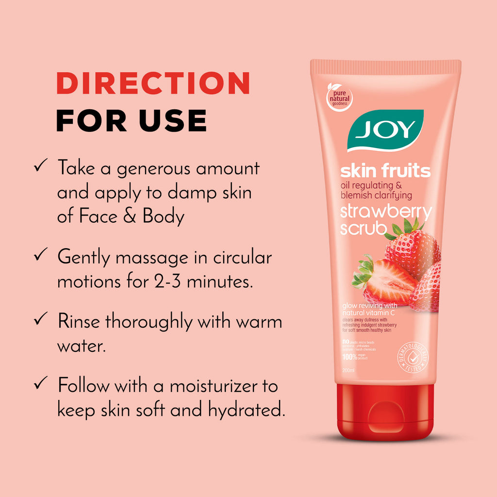 Oil Control Strawberry Face & Body Scrub with Vitamin C for Oily Skin - Blackhead Removal