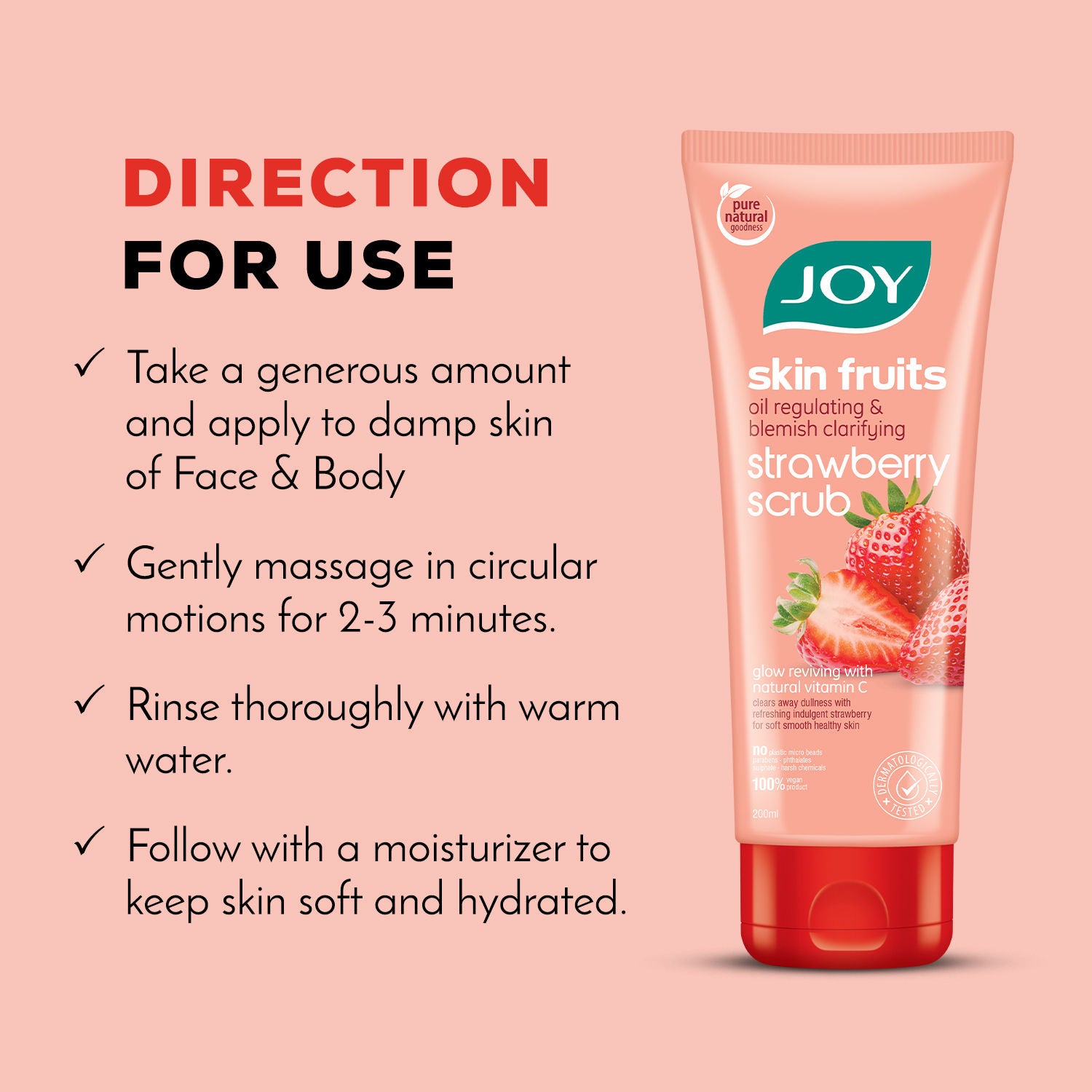 Oil Control Strawberry Face & Body Scrub with Vitamin C for Oily Skin - Blackhead Removal