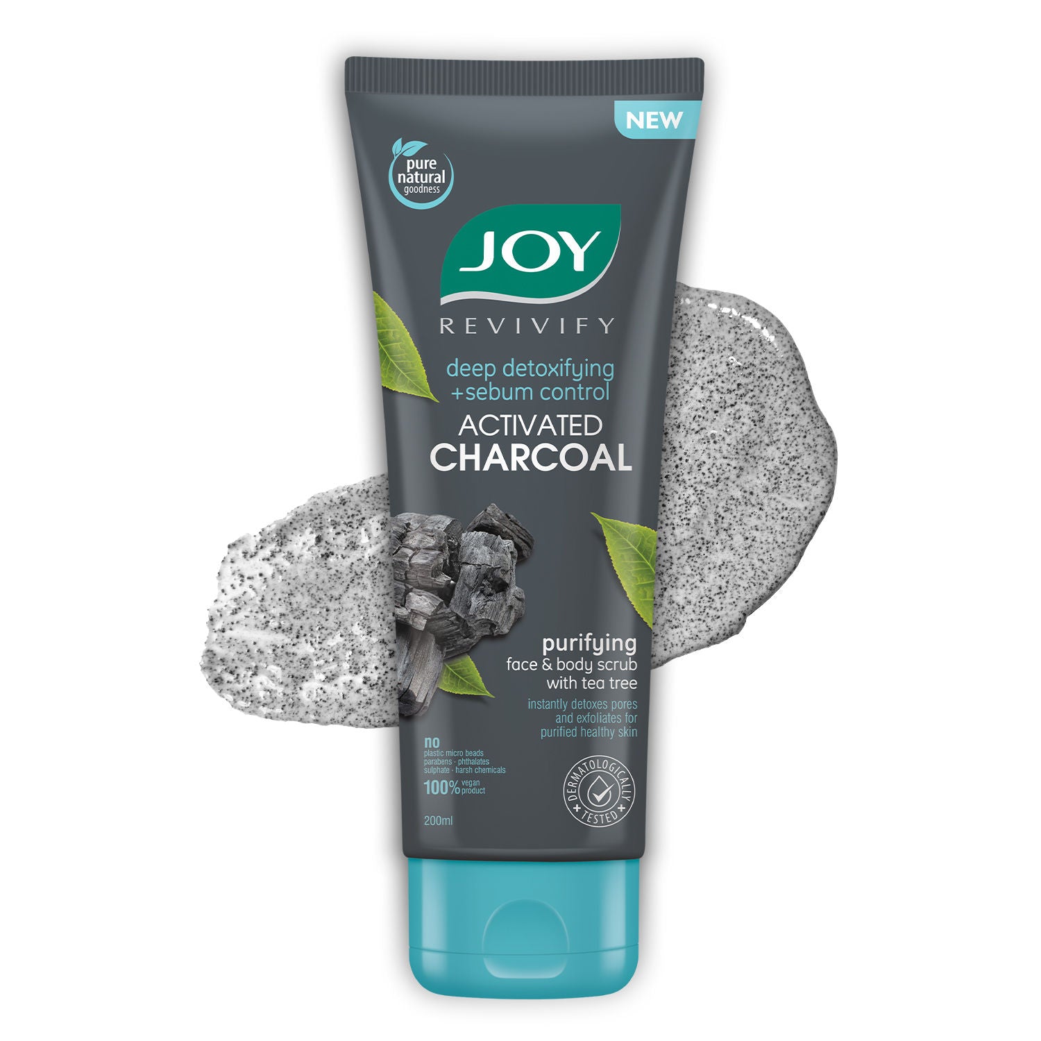 Charcoal Face & Body Scrub with Tea Tree for Oil Control, Sebum Control & Deep Exfoliation