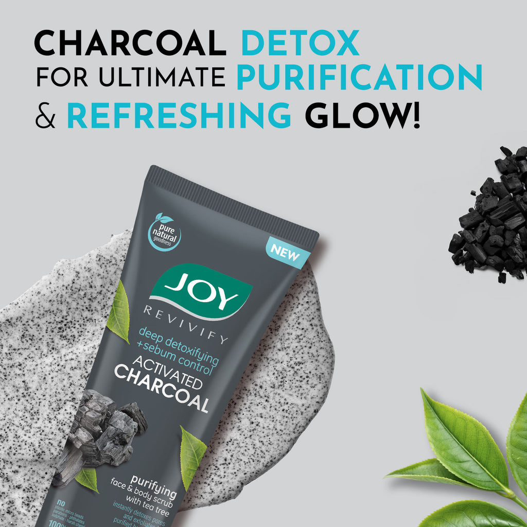 Charcoal Face & Body Scrub with Tea Tree for Oil Control, Sebum Control & Deep Exfoliation