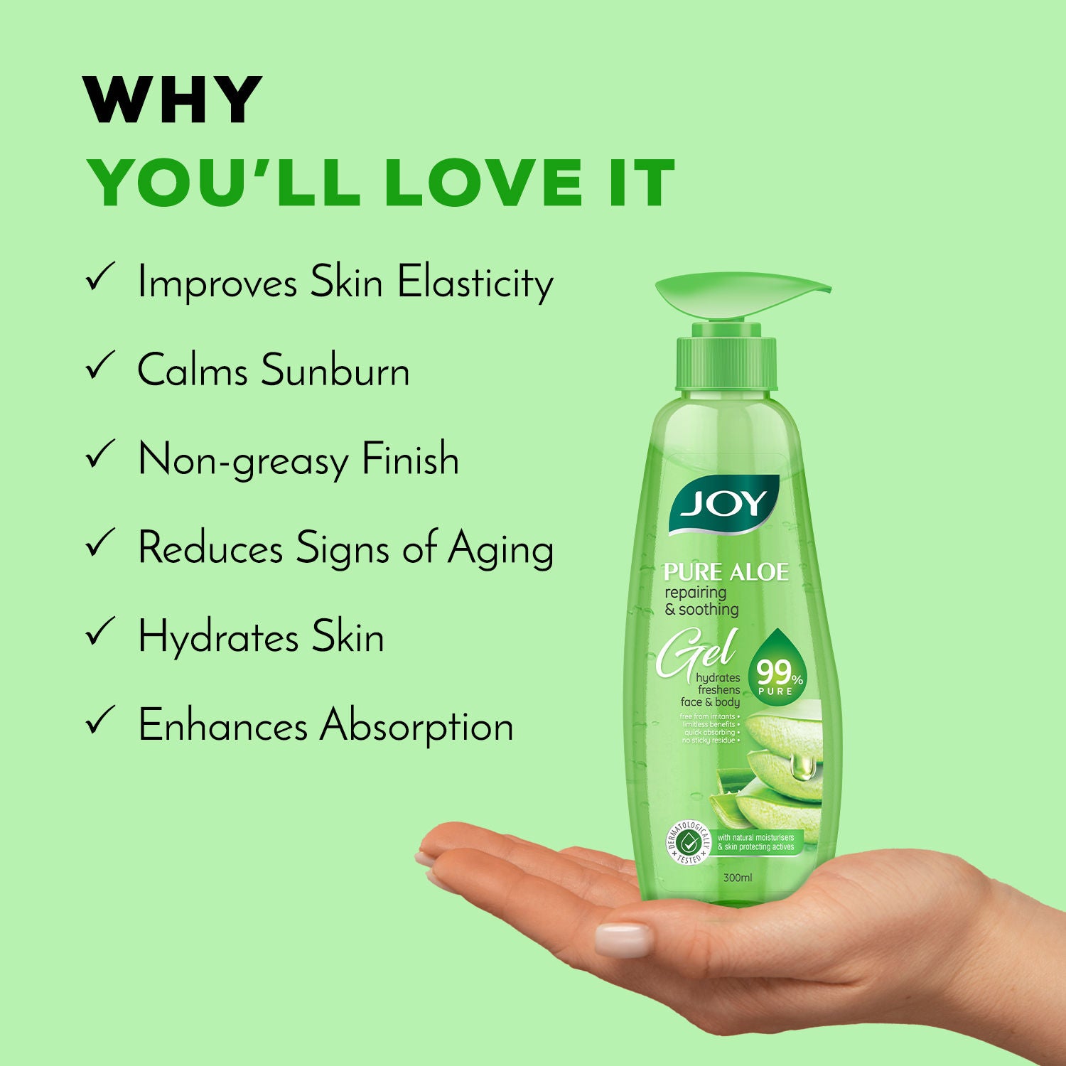 99% Pure Aloe Vera Gel For Face & Body For Repairing & Soothing Skin For All Day Freshness