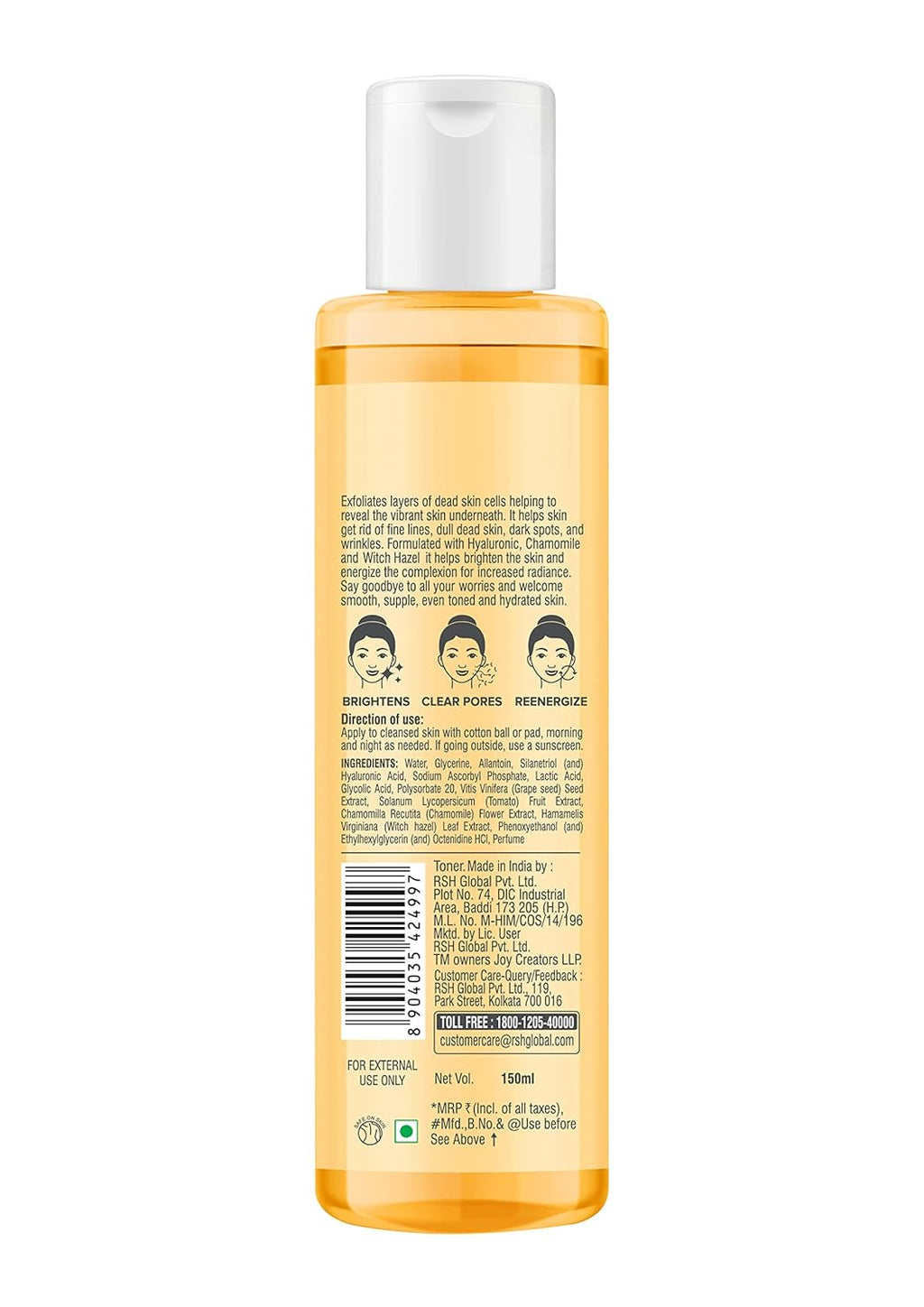 Vitamin C Face Toner For Skin Brightening - pH Balanced, Alcohol Free & For All Skin Types