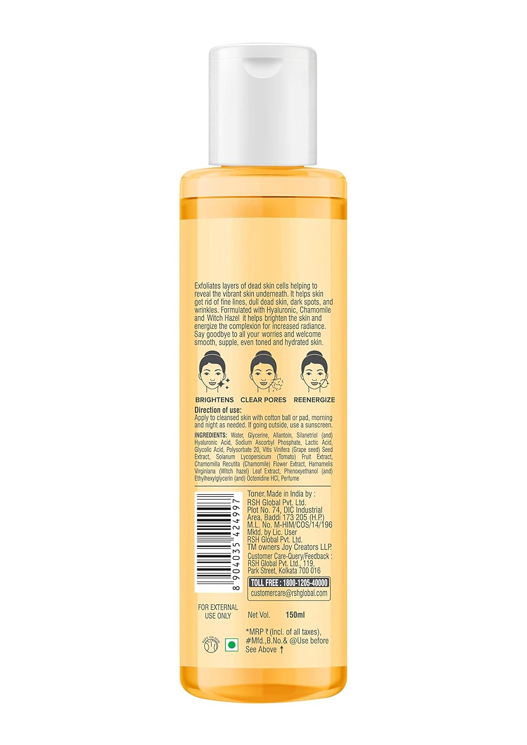 Vitamin C Face Toner For Skin Brightening - pH Balanced, Alcohol Free & For All Skin Types