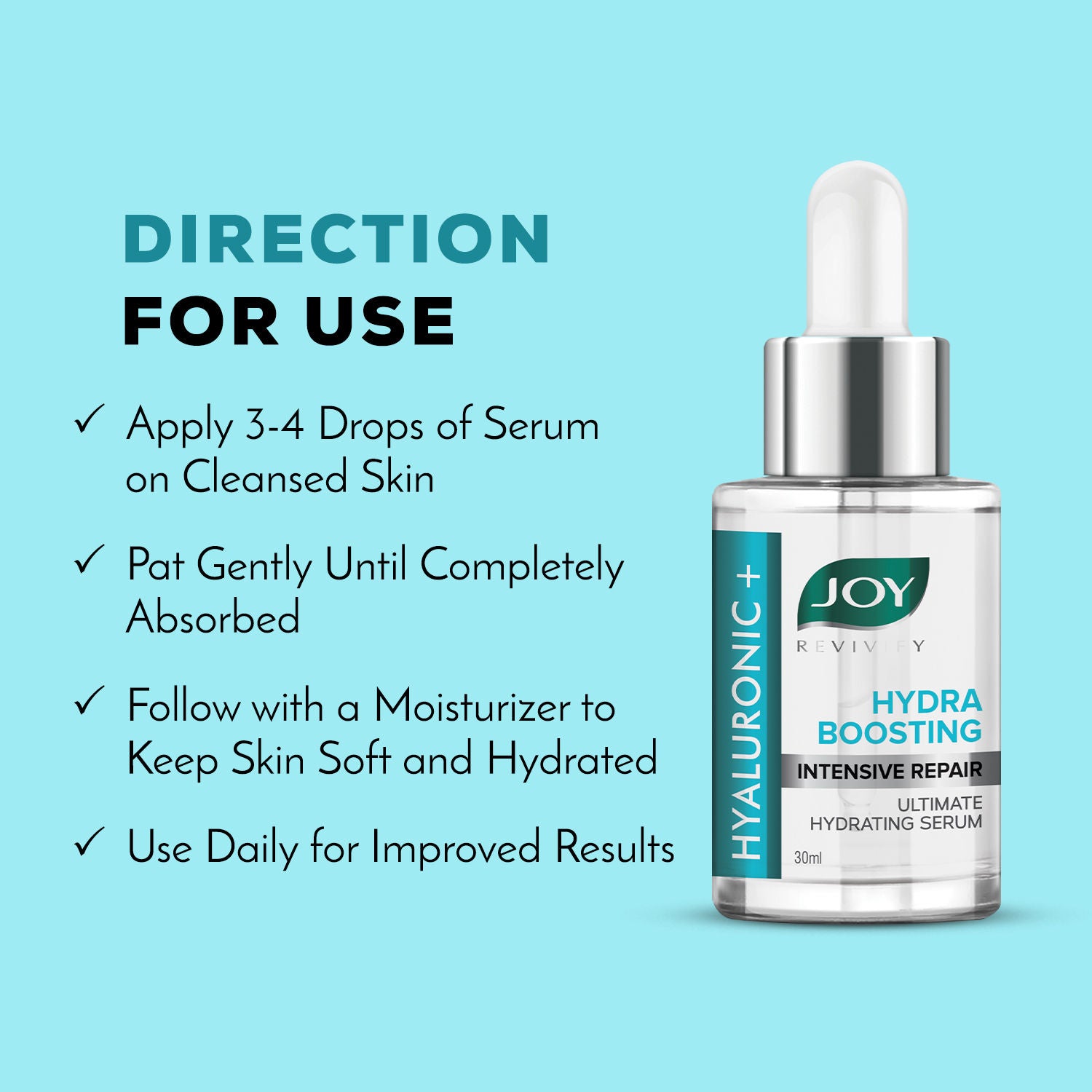 Hydrating Hyaluronic Face Serum for Intensive Repair, Tighens Pores & Improves Skin Texture