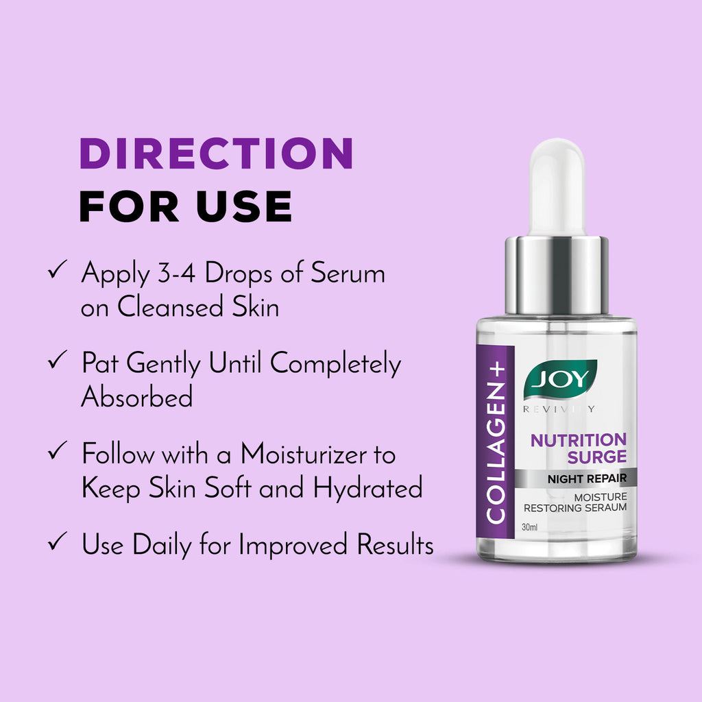 Night Repair Face Serum with Collagen & Hyaluronic Acid - Restores Moisture Overnight