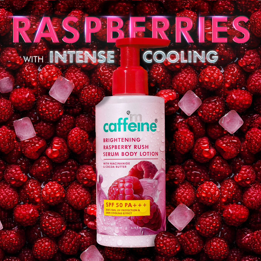 Brightening Raspberry Rush Serum Body Lotion SPF 50 PA+++ With Niacinamide Non-Sticky