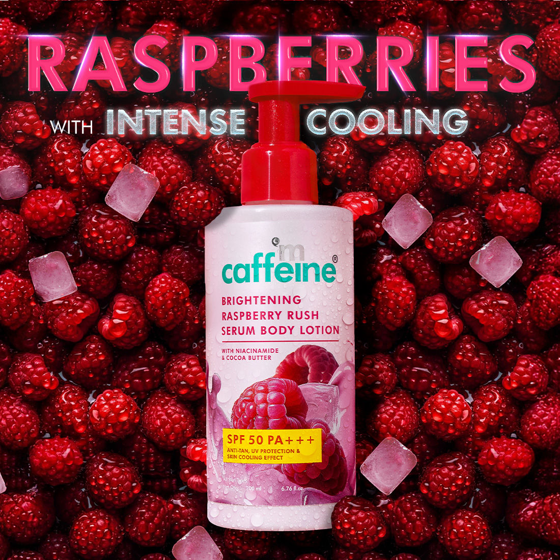 Brightening Raspberry Rush Serum Body Lotion SPF 50 PA+++ With Niacinamide Non-Sticky