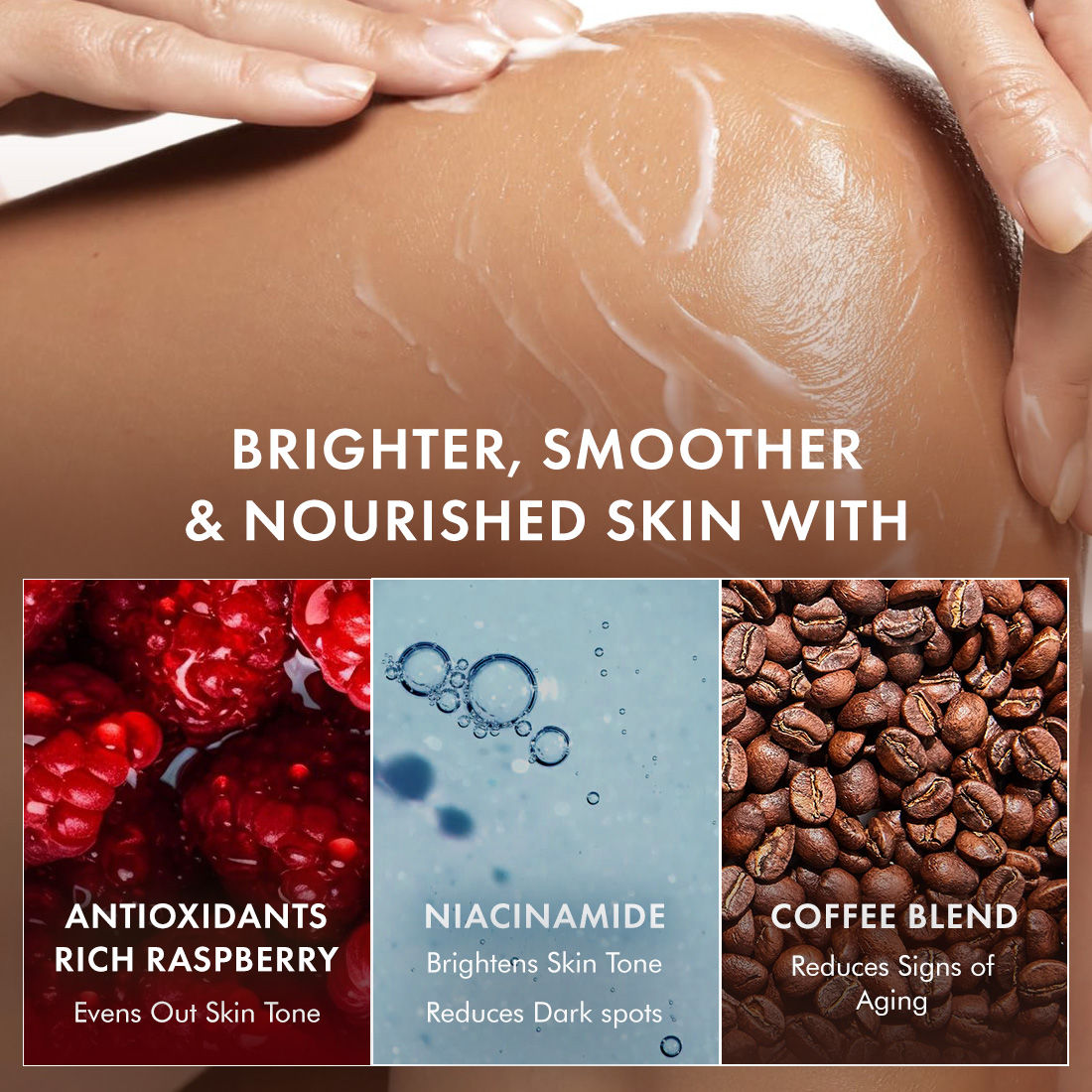 Brightening Raspberry Rush Serum Body Lotion SPF 50 PA+++ With Niacinamide Non-Sticky