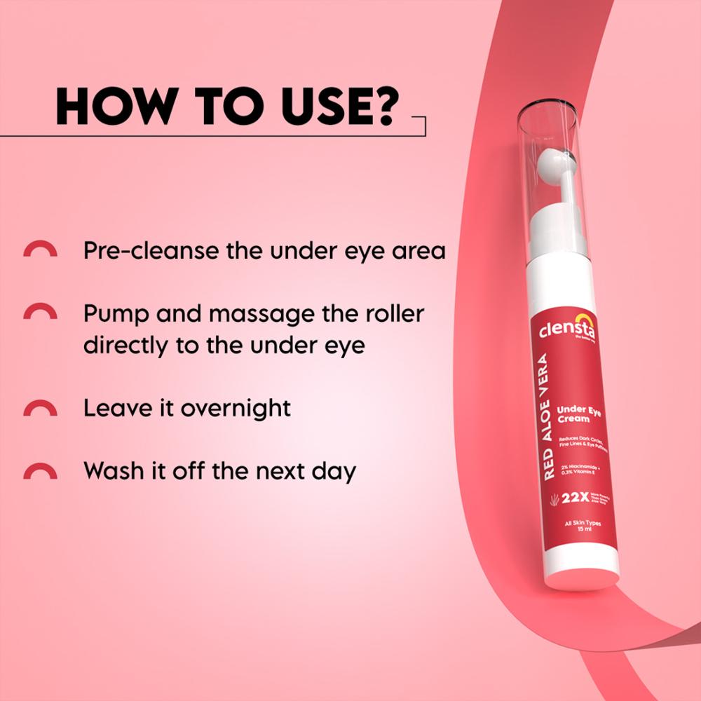 Red Aloe Vera Under Eye Cream with Niacinamide & Vitamin E for Reduces Dark Circles