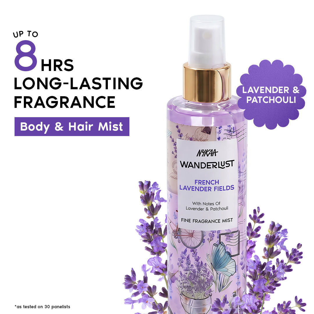 Nykaa Wanderlust French Lavender Perfume Body & Hair Mist, Long-lasting Fragrance - French Lavender