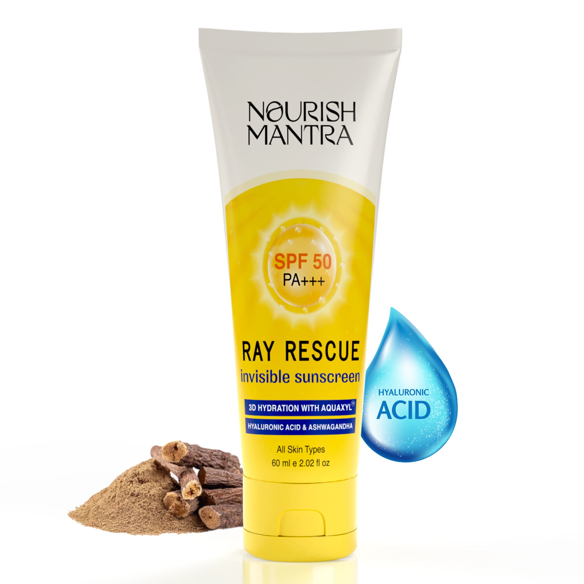 Ray Rescue Invisible Sunscreen with SPF 50 & Aquaxyl for UV Protection - 60ml