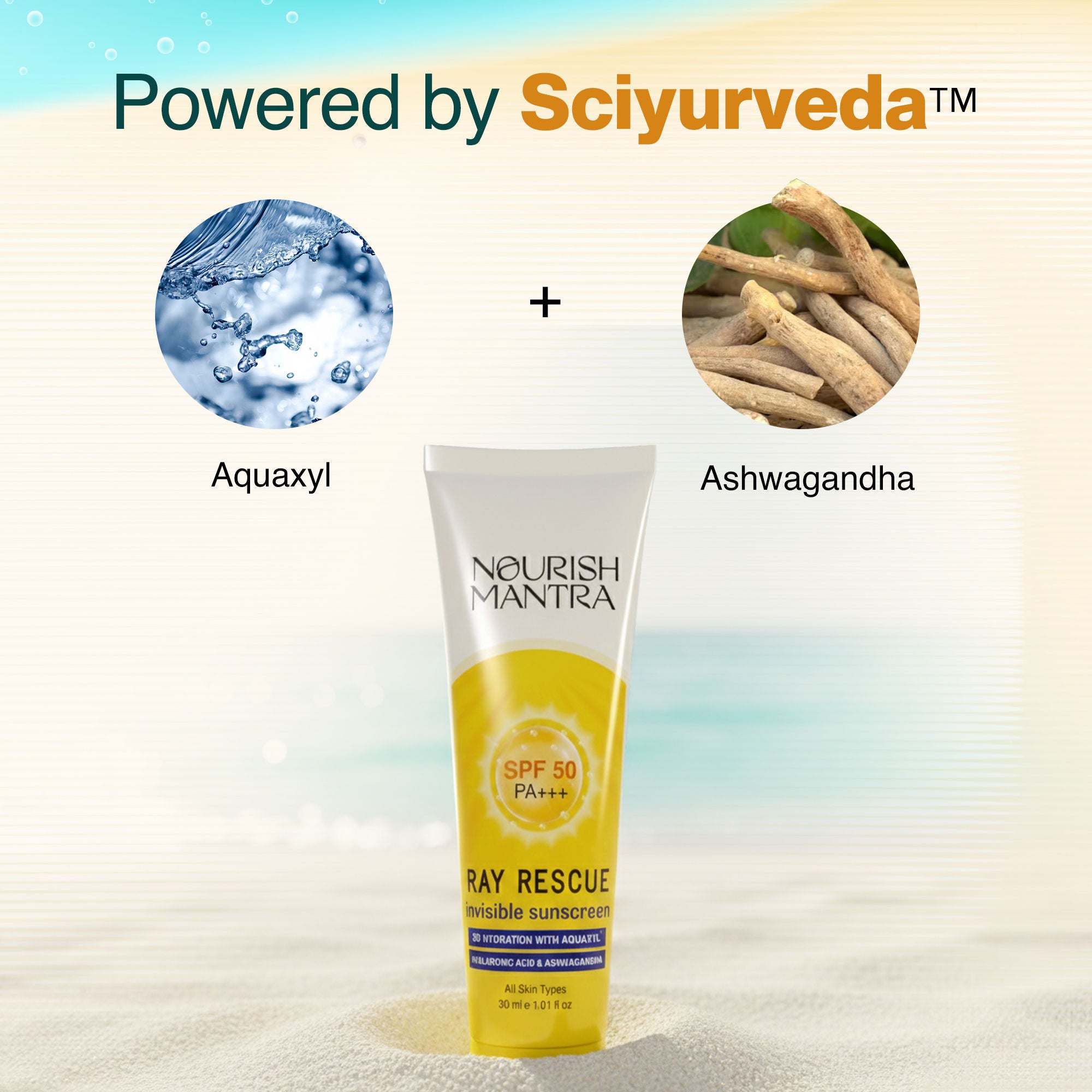 Ray Rescue Invisible Sunscreen with SPF 50 & Aquaxyl for UV Protection